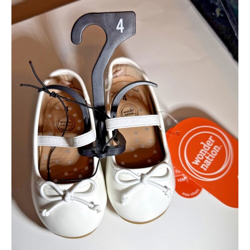 Wonder Nation Baby White Shoes Size 4 Mary Jane Style Spring Dress Footwear - Picture 6 of 6